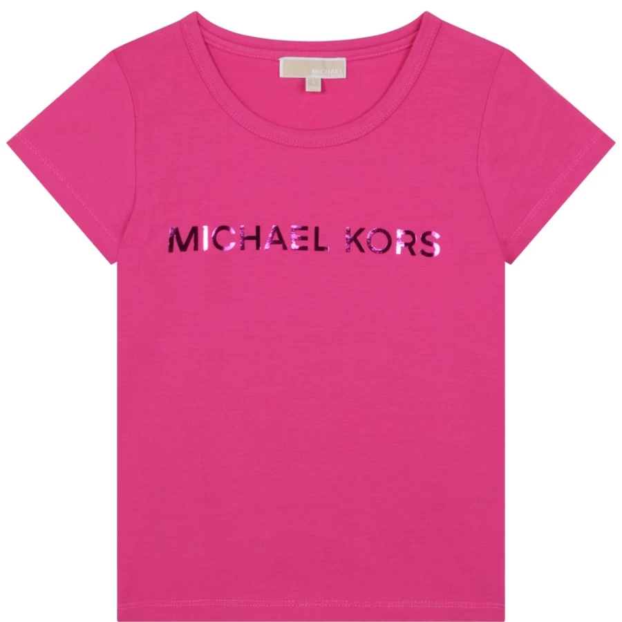 MICHAEL KORS Girls' Cotton Short-Sleeve T-Shirt in Fuxia Pink