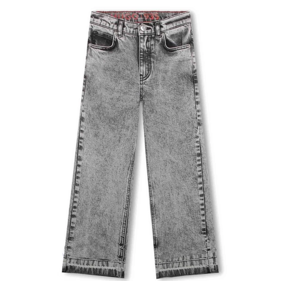 HUGO Girl's Denim Grey 5-Pocket Jeans for Girls