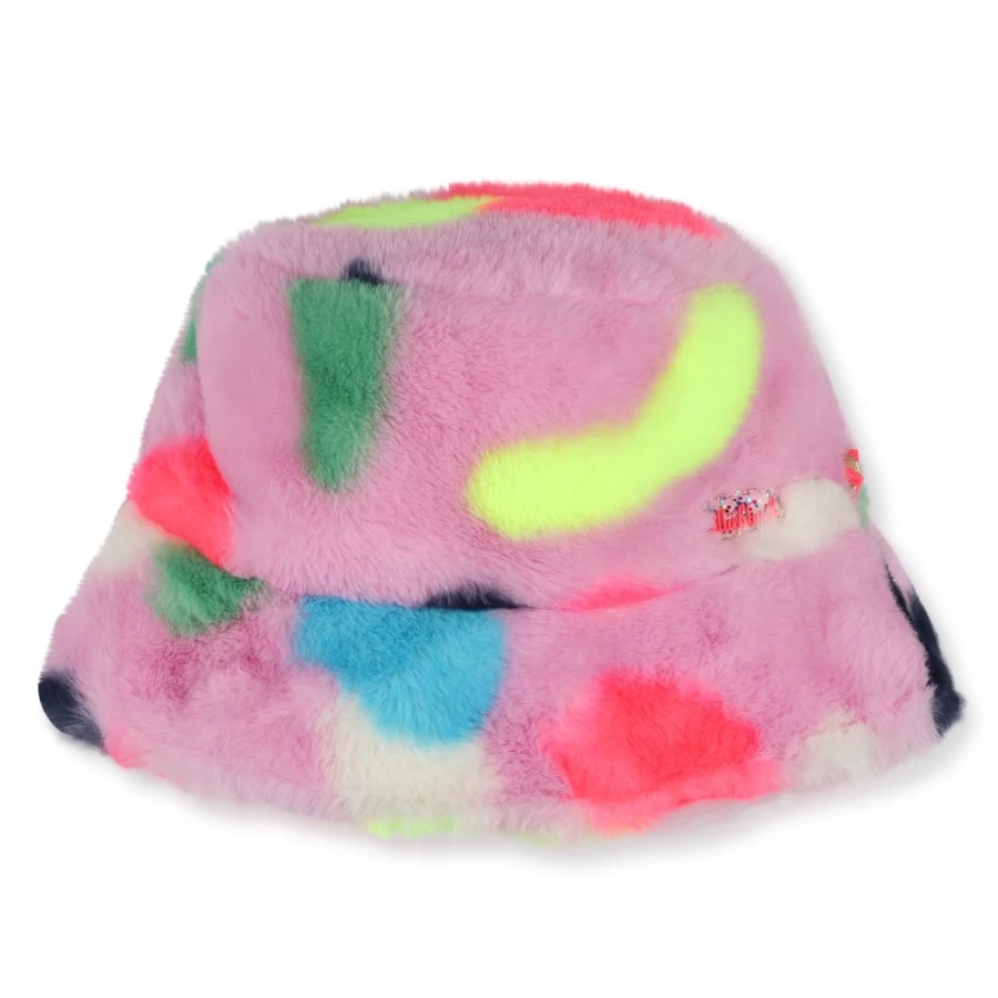 BILLIEBLUSH Pink Fluffy Polar Fleece Bucket Hat for Girls