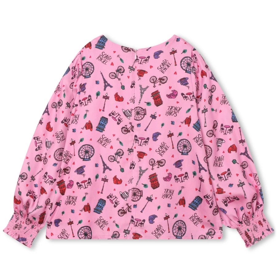 SONIA RYKIEL Girls' Apricot Printed Blouse - Stylish & Comfortable Top