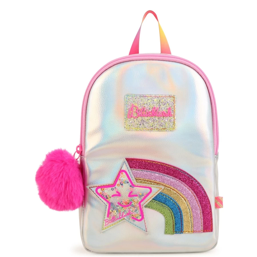 BILLIEBLUSH White Rainbow Backpack for Girls - Stylish Kids School Bag