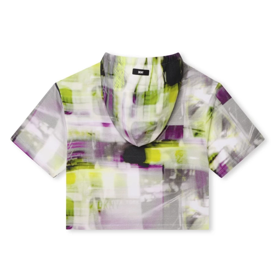 DKNY Girls' Cotton Hooded T-Shirt - Soft & Comfortable Pullover Top