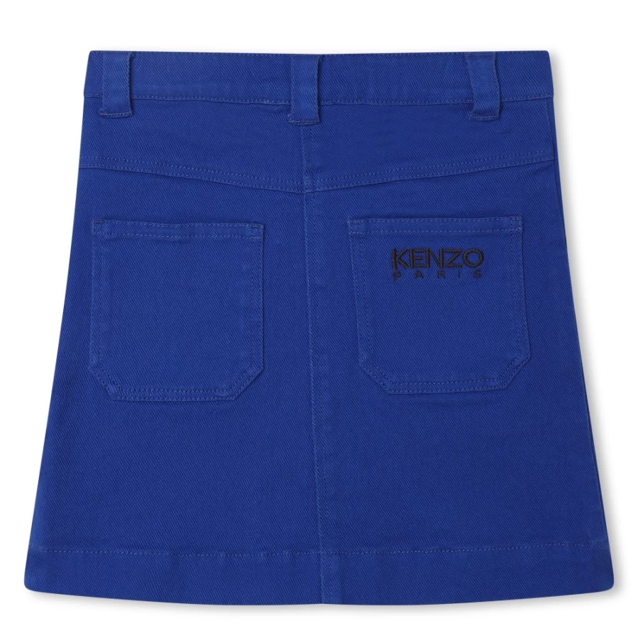 KENZO KIDS Girls Blue Cotton Adjustable Waist Skirt for Comfort and Style