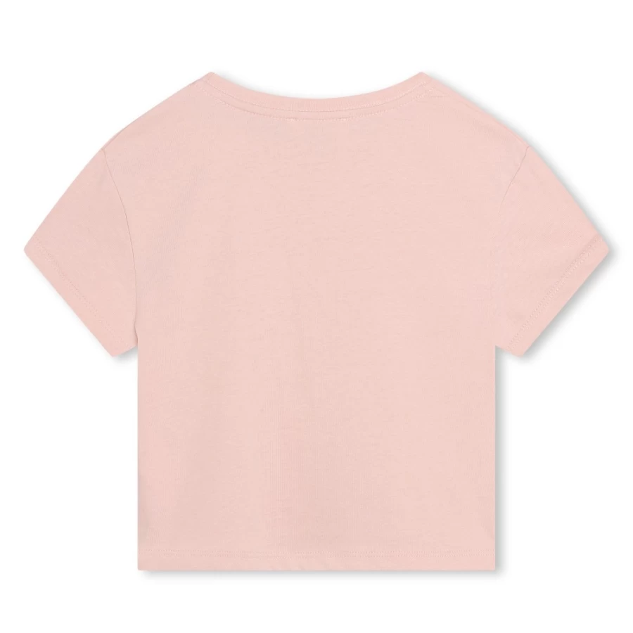 MICHAEL KORS Girls Salmon Color Short-Sleeved T-Shirt for Casual Wear