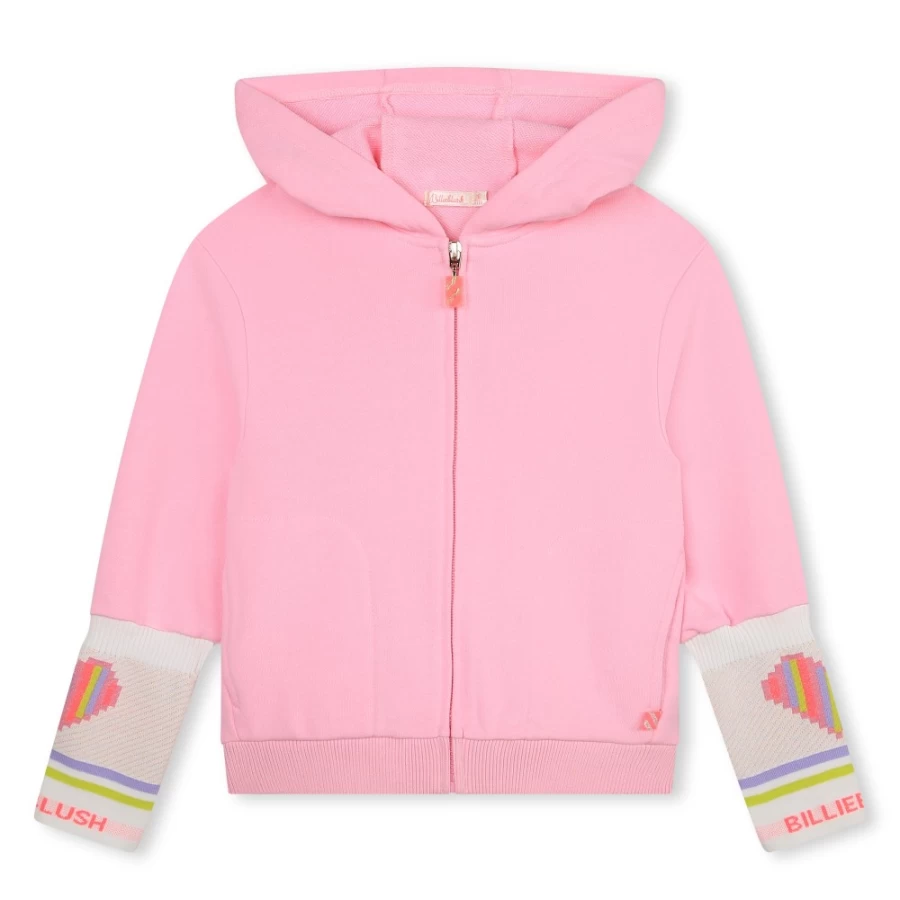 BILLIEBLUSH Pink Fleece Zipped Jumper for Girls - Cozy Winter Hoodie