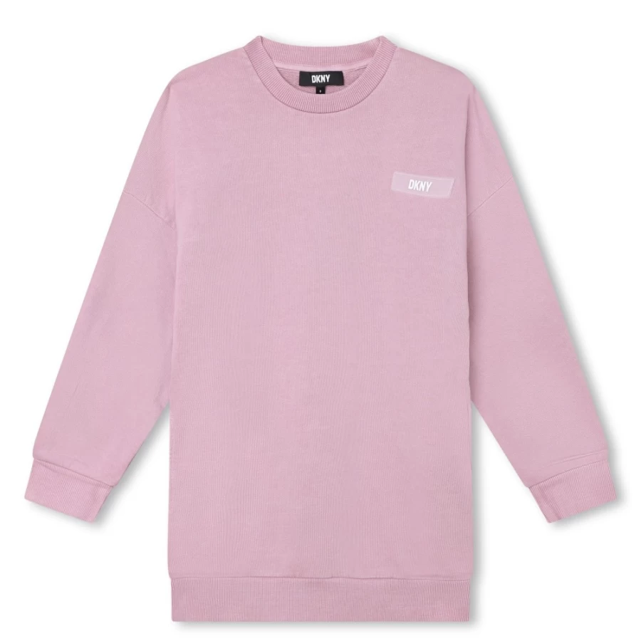 DKNY Girls' Straight Logo Cotton Dress - Classic Fit & Comfortable Style