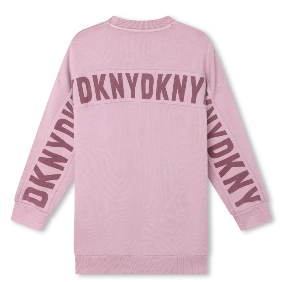DKNY Girls' Straight Logo Cotton Dress - Classic Fit & Comfortable Style