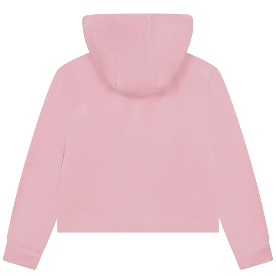 SONIA RYKIEL Girls Pink Washed Velvet Hooded Sweatshirt for Stylish Comfort