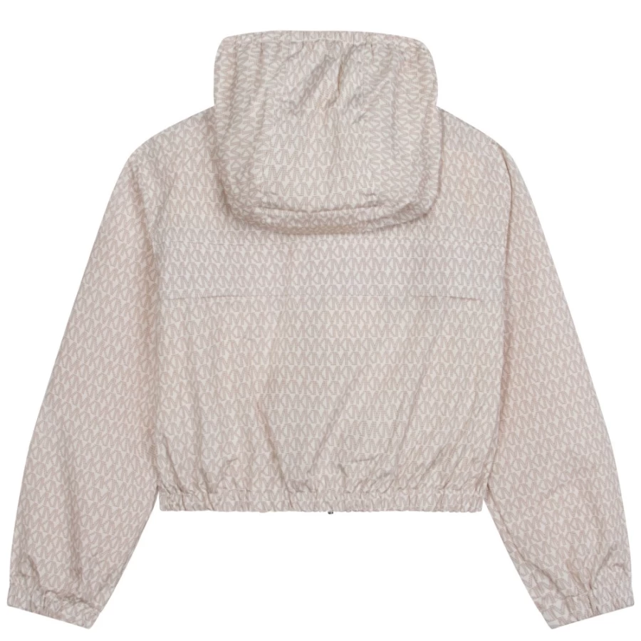 MICHAEL KORS Girls Ivory Hooded Zip-Up Windbreaker Jacket