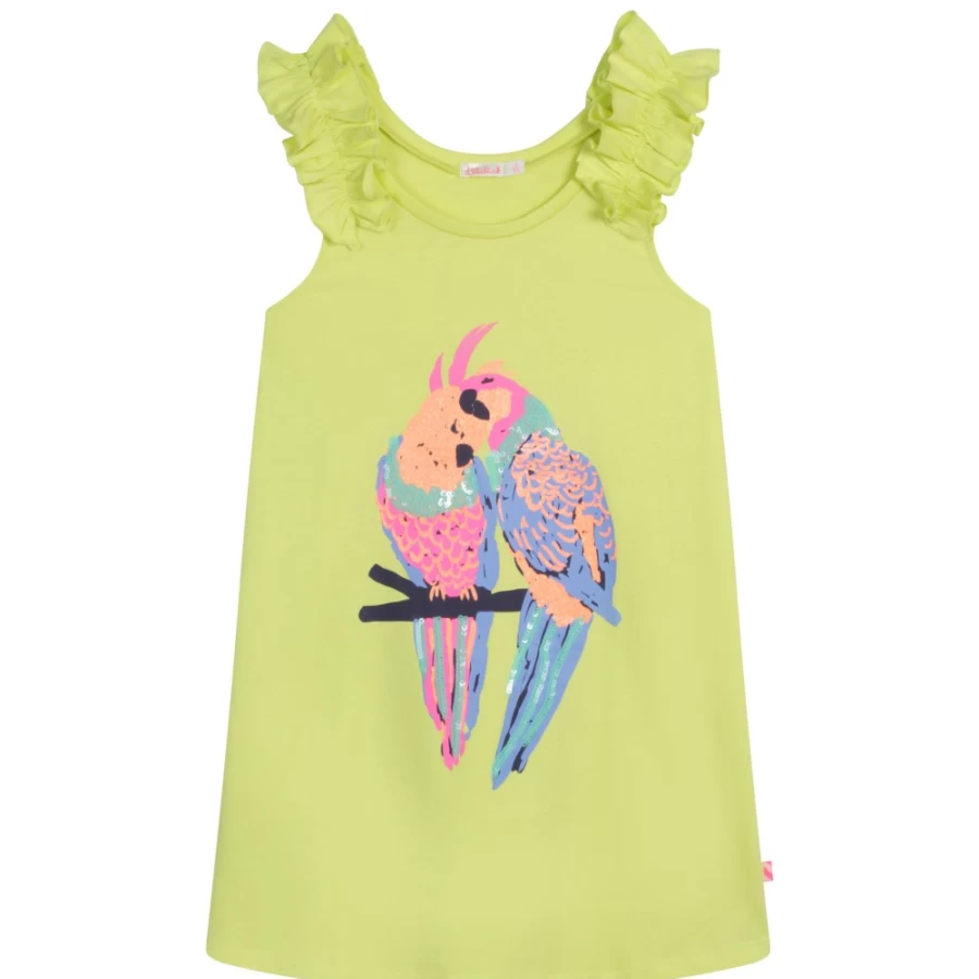 BILLIEBLUSH Girls Lemon Cotton Dress with Sequins - Sparkling Party Outfit
