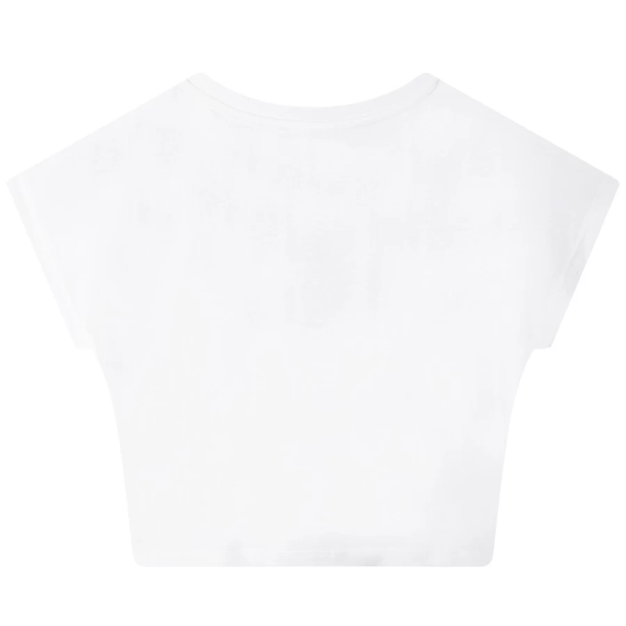 DKNY Girls' White Short-Sleeved Cotton T-Shirt for Casual Wear