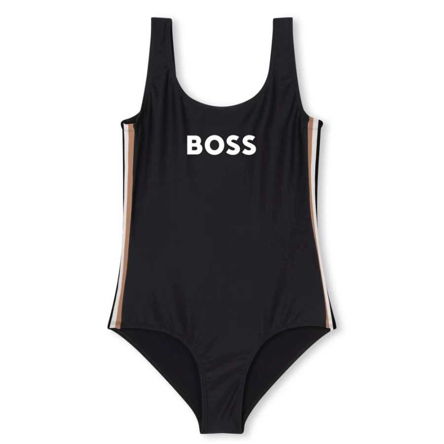 BOSS Girls Black One-Piece Swimming Costume for Active Water Play