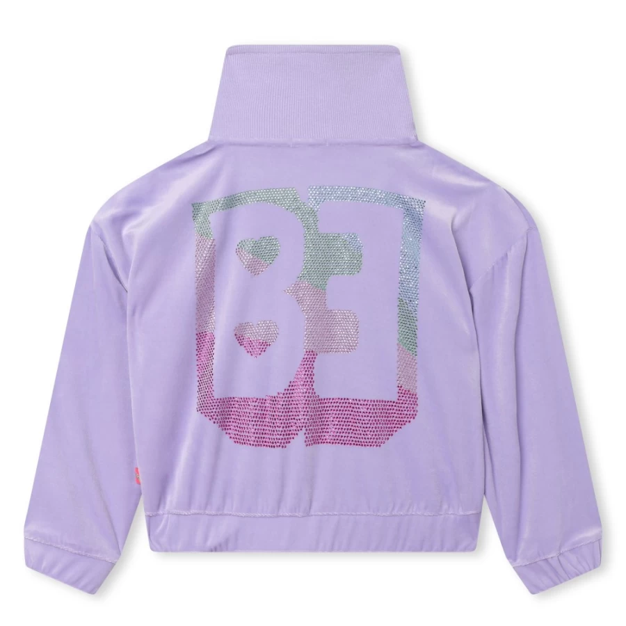 BILLIEBLUSH Lilac Velvet Zip-Up Sweatshirt for Girls