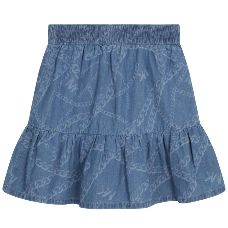 MICHAEL KORS Girl's Chambray Frilled Cotton Skirt - Flowy Denim Blue Summer Dress