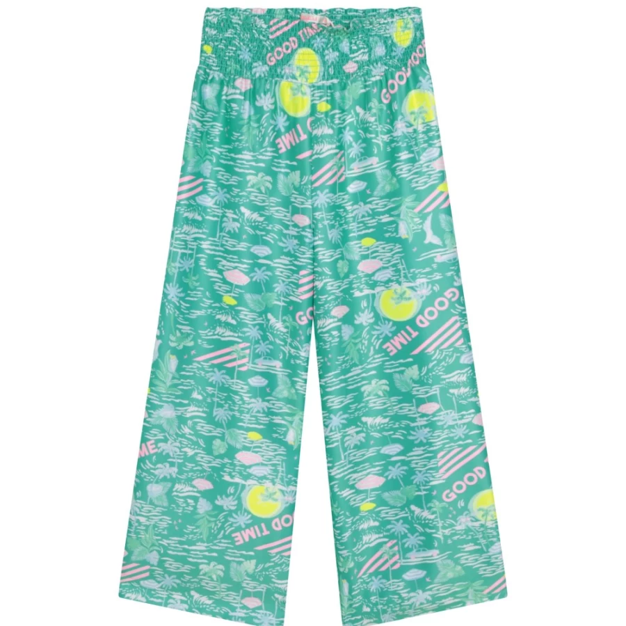 BILLIEBLUSH Sea-Green Satin Trousers for Girls - Elegant & Comfortable