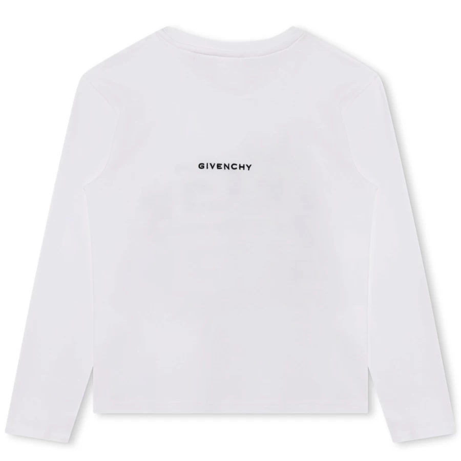 GIVENCHY Girls White Embroidered T-Shirt | Stylish Cotton Tee for Kids