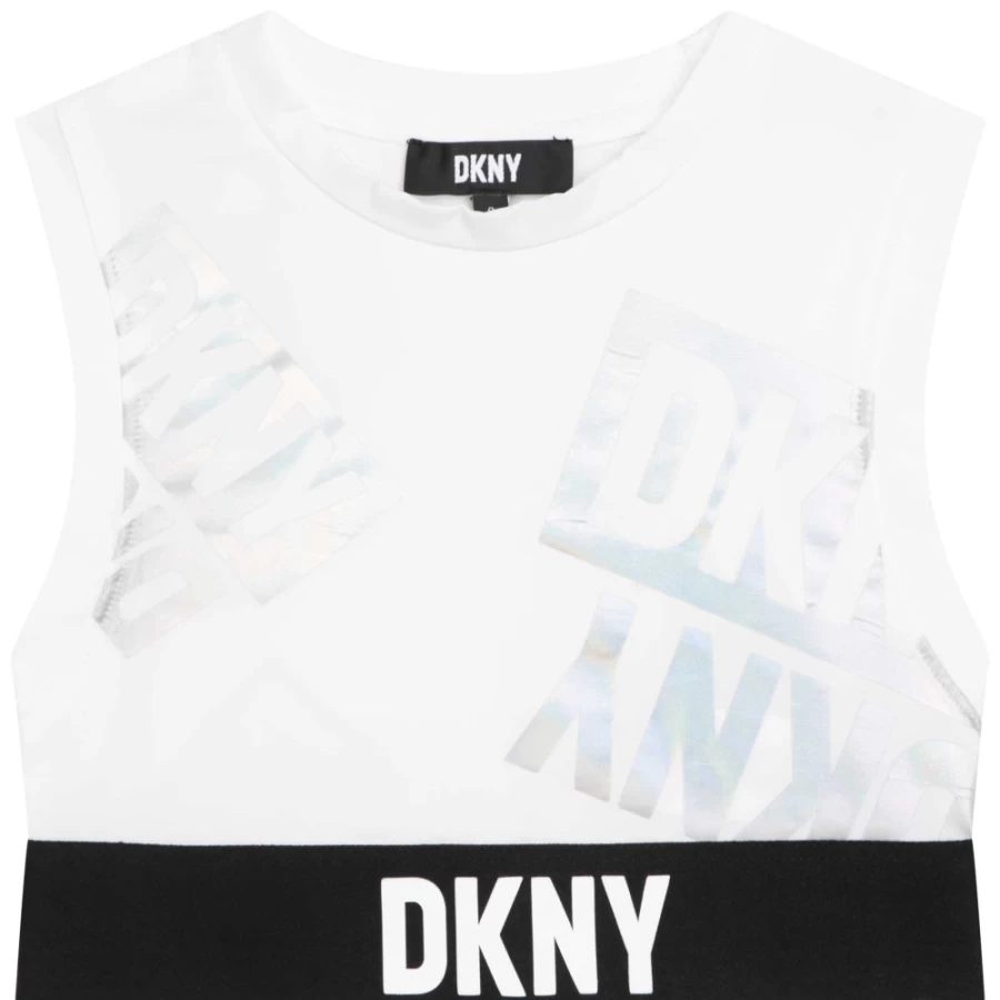 DKNY Girls' White Elasticated Hem Sports Bra for Active Wear