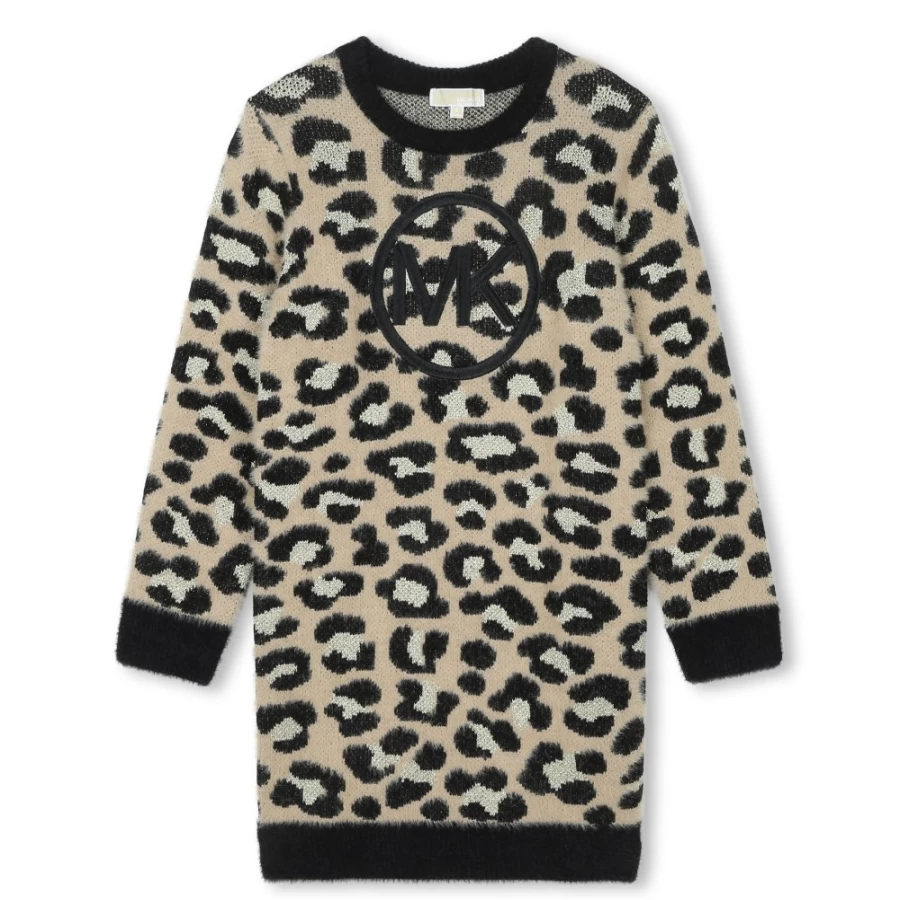 MICHAEL KORS Girls Black Stone Fluffy Knitted Dress - Soft & Cozy Knitwear
