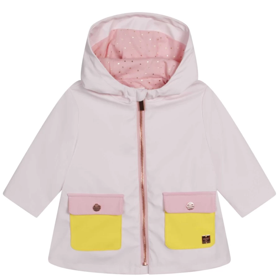 CARREMENT BEAU Pink Yellow Water-Repellent Raincoat for Girls