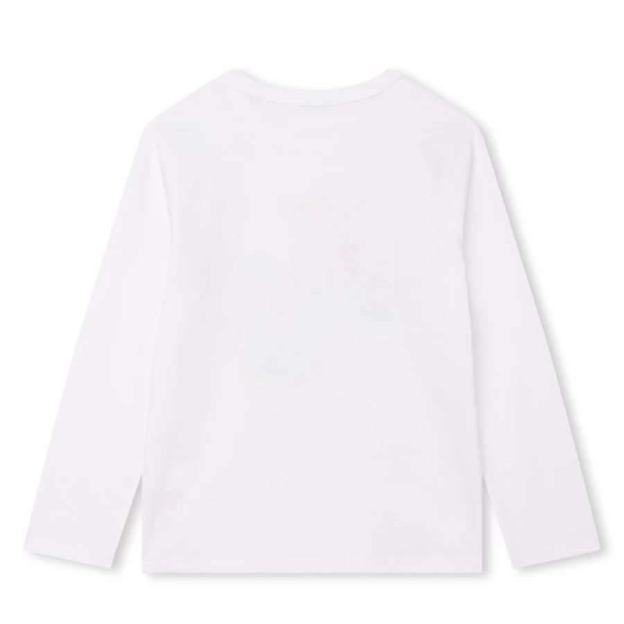MARC JACOBS Girls White Long-Sleeved T-Shirt for Casual Comfort