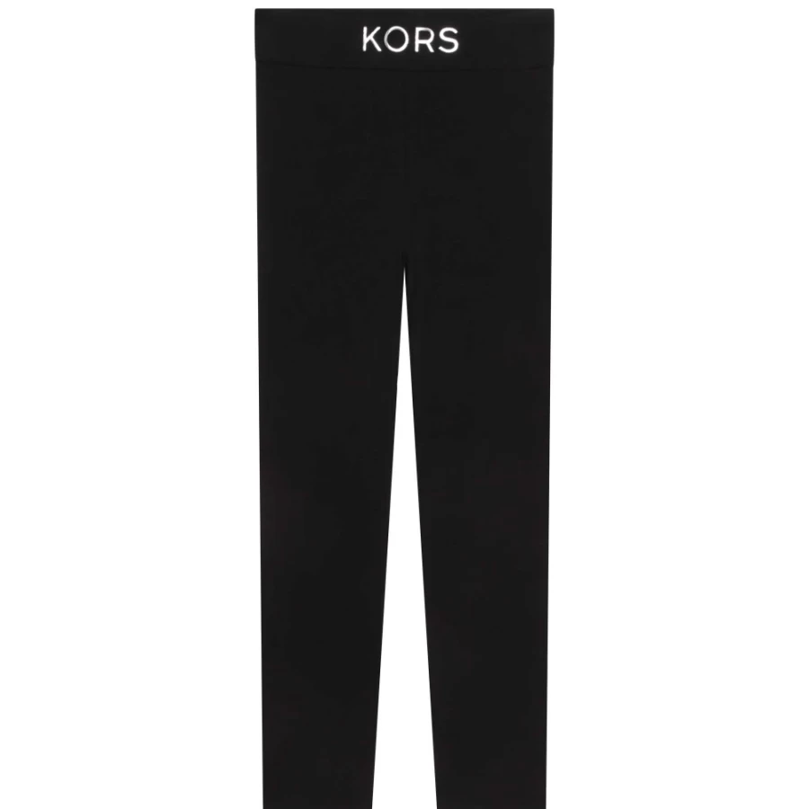 MICHAEL KORS Girls Black Stretch-Cotton Athletic Leggings for Sports & Active Wear