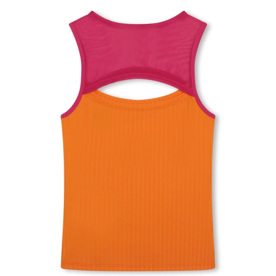 DKNY Girls' Atomic Orange Striped Vest Top for Fashionable Outfits