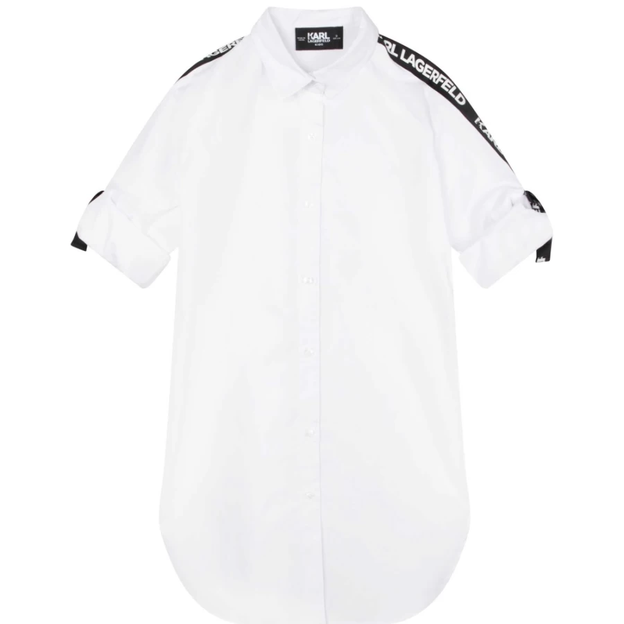 KARL LAGERFELD KIDS Girls White Cotton Poplin Shirt for Girls
