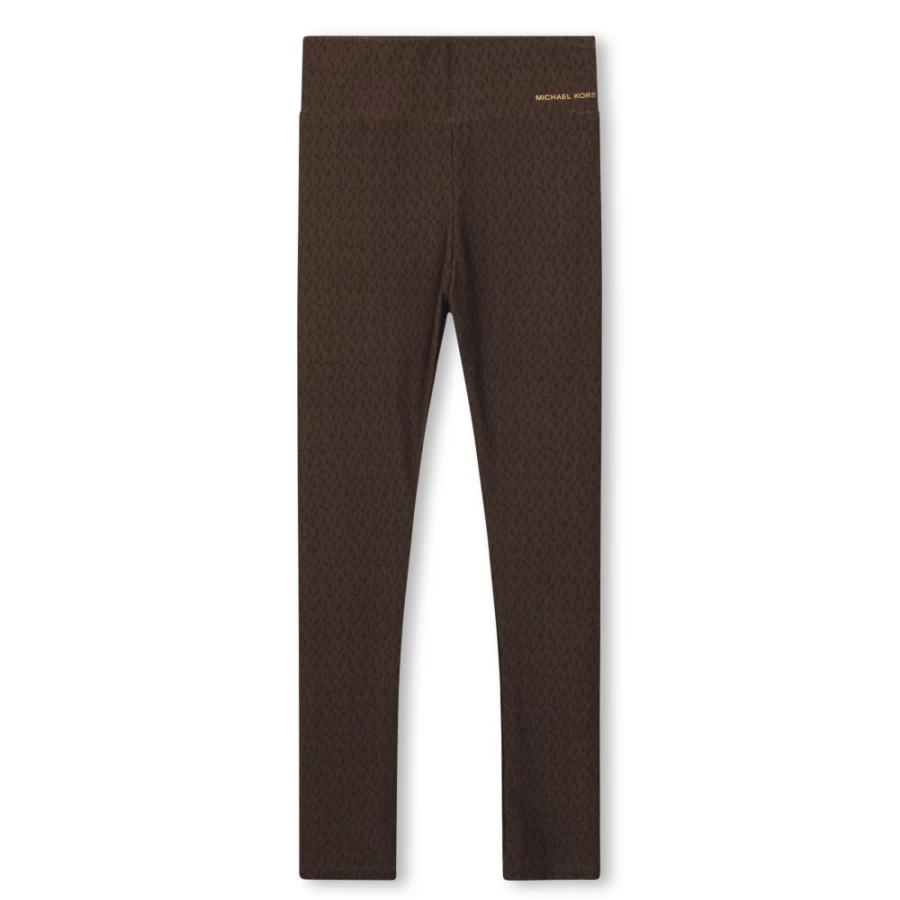 MICHAEL KORS Girls' Chocolate Brown Logo-Print Leggings for Kids