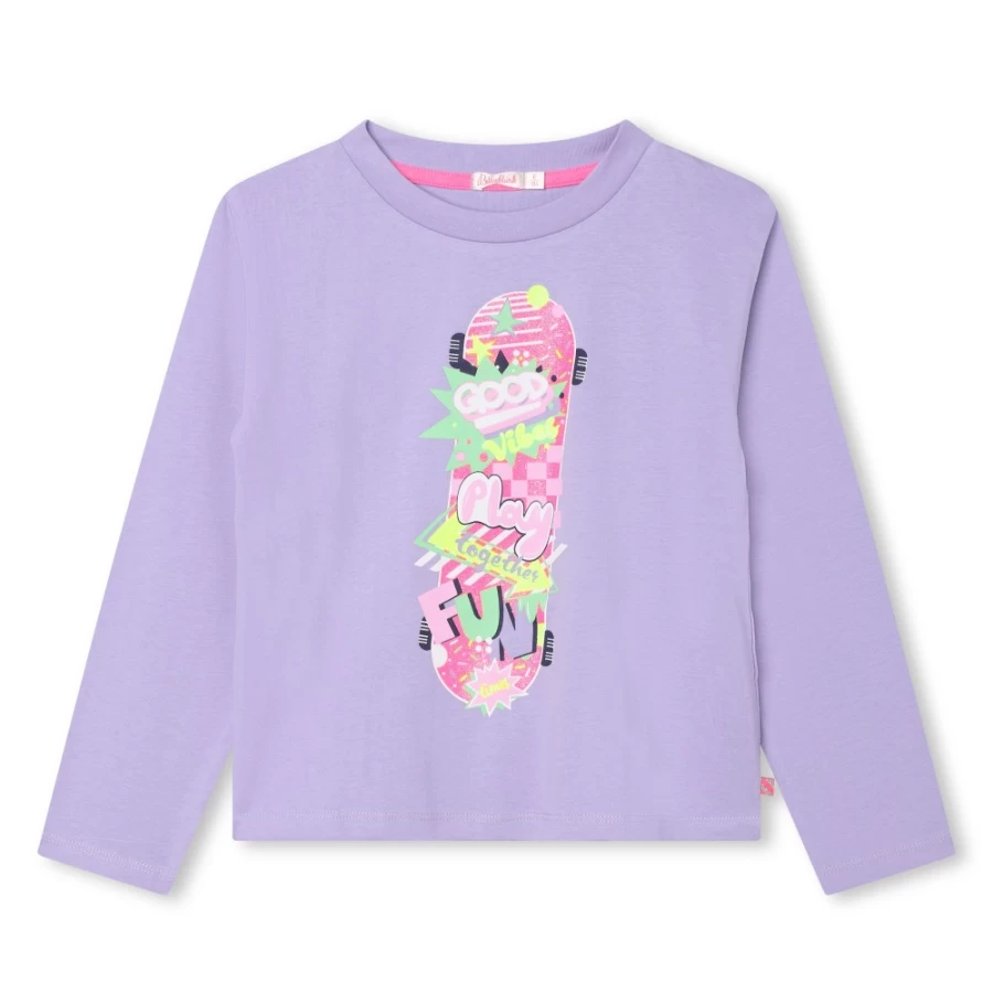 BILLIEBLUSH Girls' Lilac Long-Sleeved T-Shirt for Comfort and Style