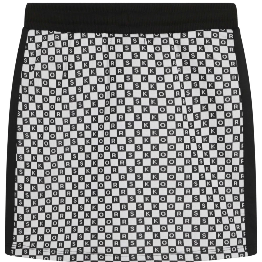 MICHAEL KORS Girls' Black & White Straight-Cut Chequered Skirt