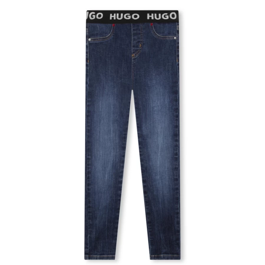HUGO Girl's Denim Blue Leggings - Stretch Comfort Jeans for Active Kids