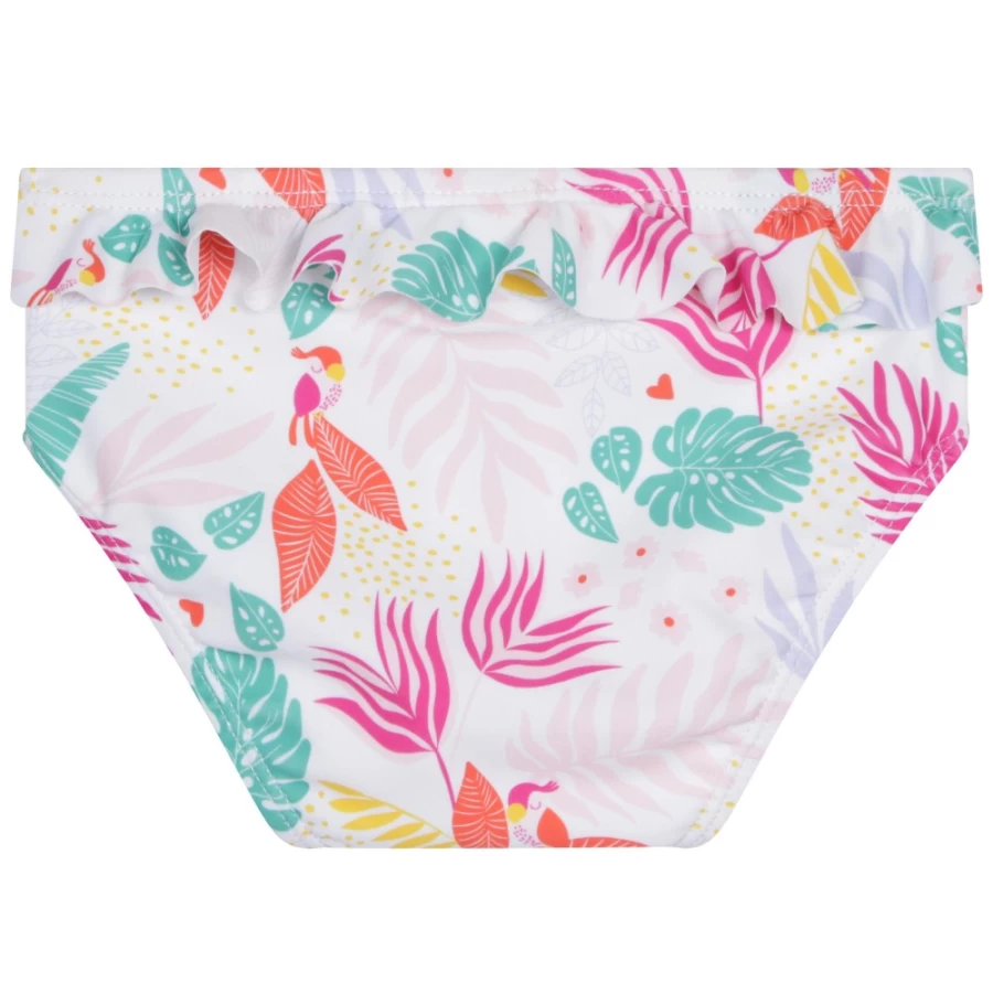 CARREMENT BEAU Girls White Patterned Swim Bottoms - Floral Printed Beach Shorts