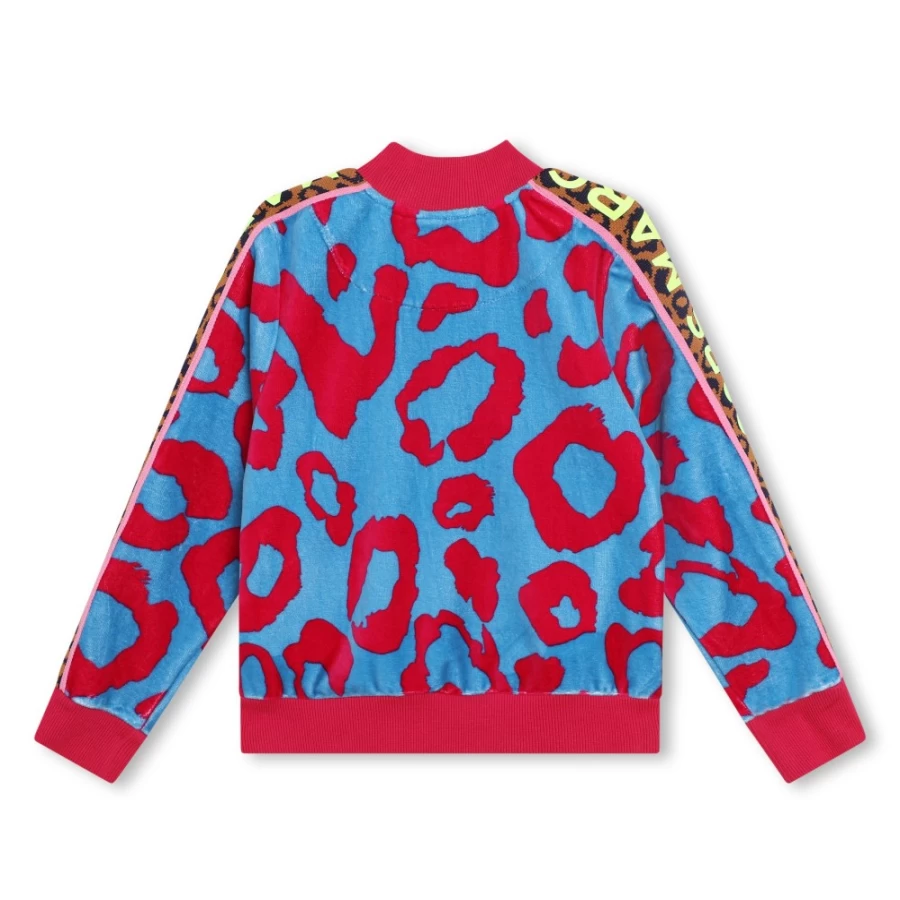 MARC JACOBS Girls Fuschia Velvet Zip-Up Hoodie Sweatshirt