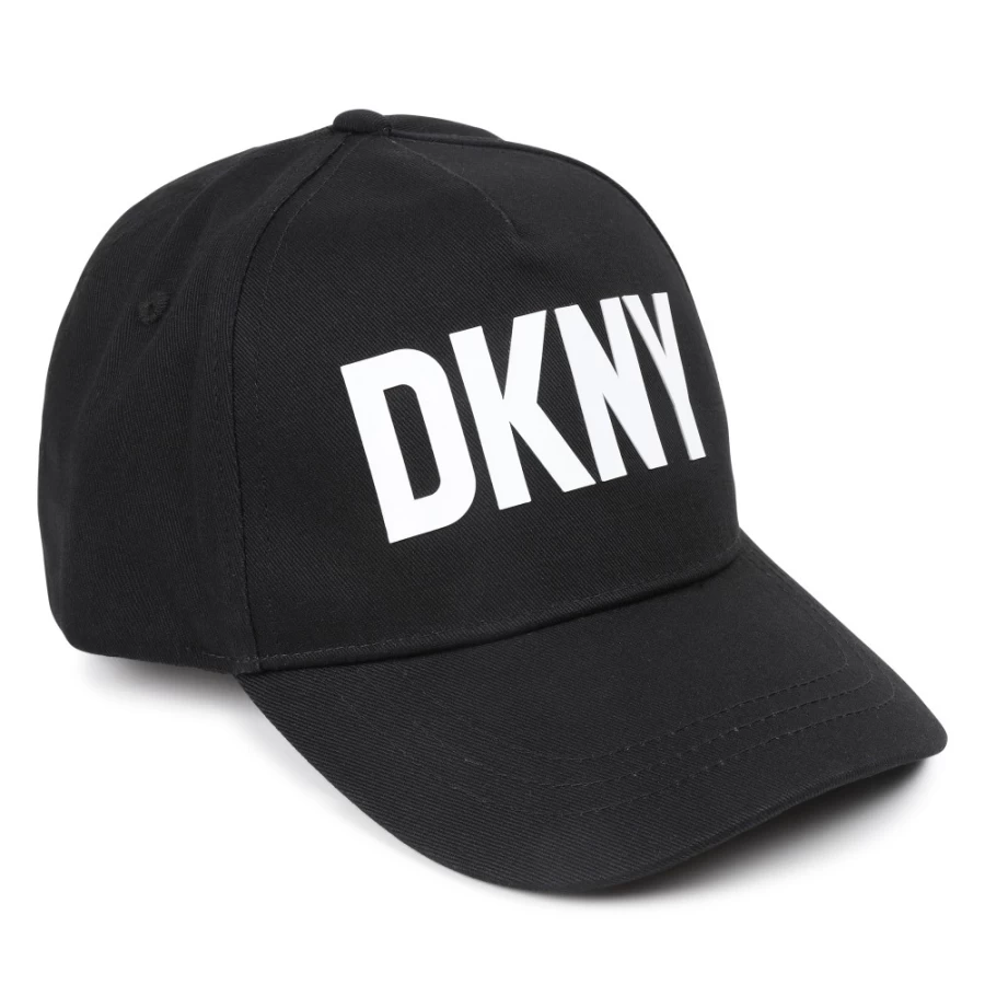 DKNY Black Baseball Cap for Girls - Stylish Logo Embroidered Adjustable Hat