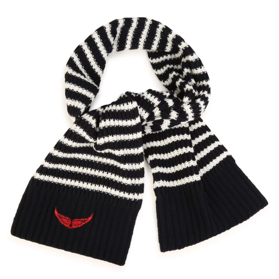 ZADIG & VOLTAIRE Navy Embroidered Scarf for Girls - Elegant & Stylish Fashion Accessory