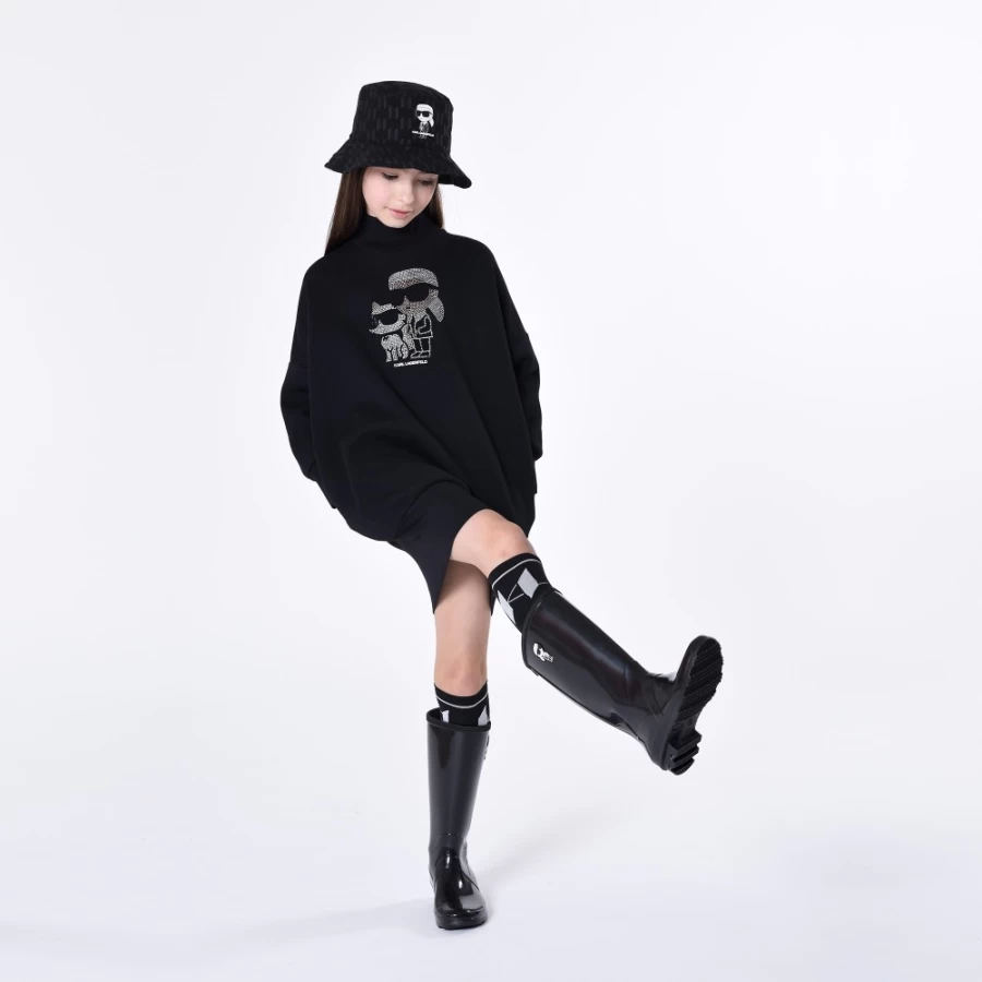 KARL LAGERFELD KIDS Black Tall Socks for Girls with Embroidered Logo