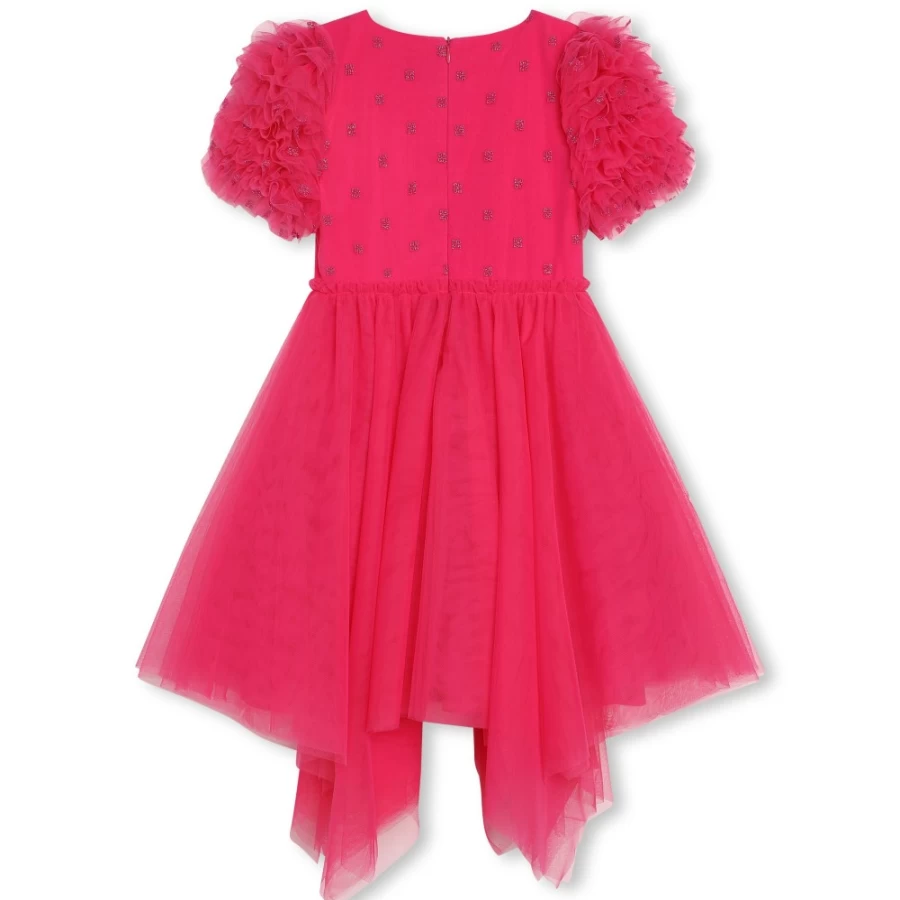 Givenchy Girl's Pink Pep's Embroidered Tulle Dress - Elegant Floral Design Formal Wear
