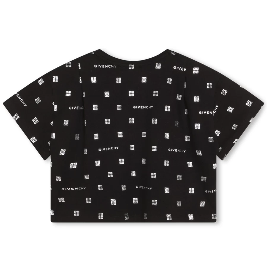 Givenchy Black Pleated Print T-Shirt for Girls