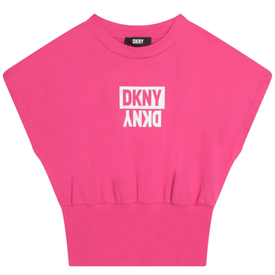 DKNY Girls' Raspberry Short-Sleeve Cotton T-Shirt for Casual Wear