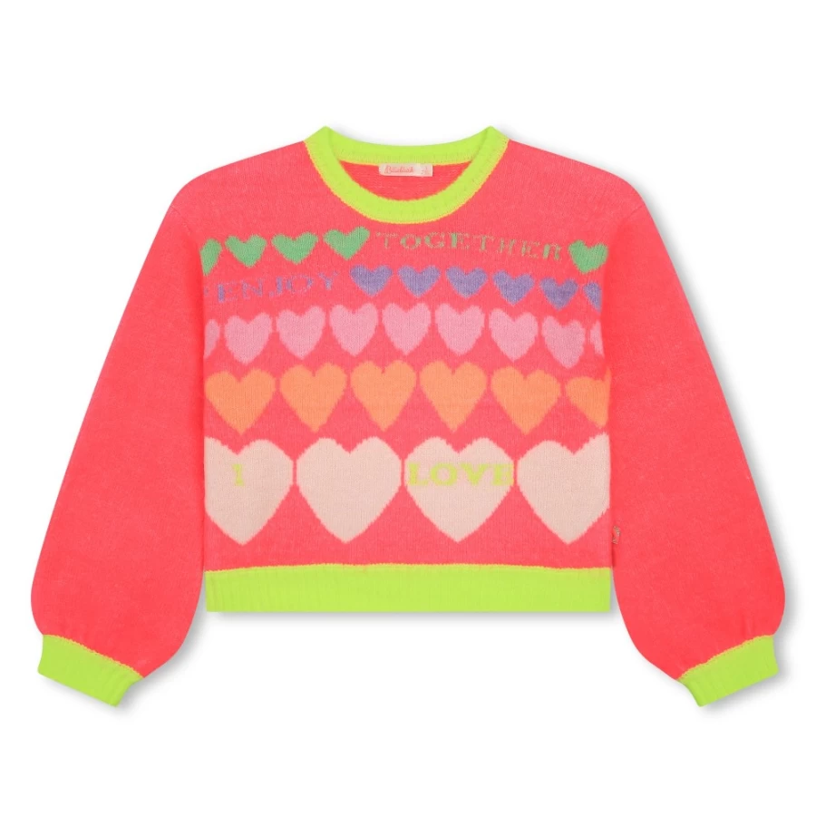 BILLIEBLUSH Pink Knitted Jumper for Girls - Soft & Stylish Winter Sweater