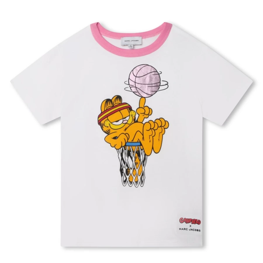 MARC JACOBS Girls White Printed Cotton T-Shirt for Kids