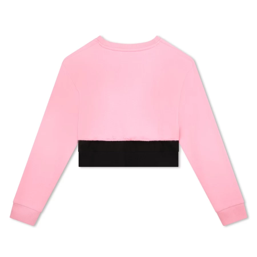HUGO Pink Round-Neck Sweatshirt for Girls - Soft Cotton Casual Pullover