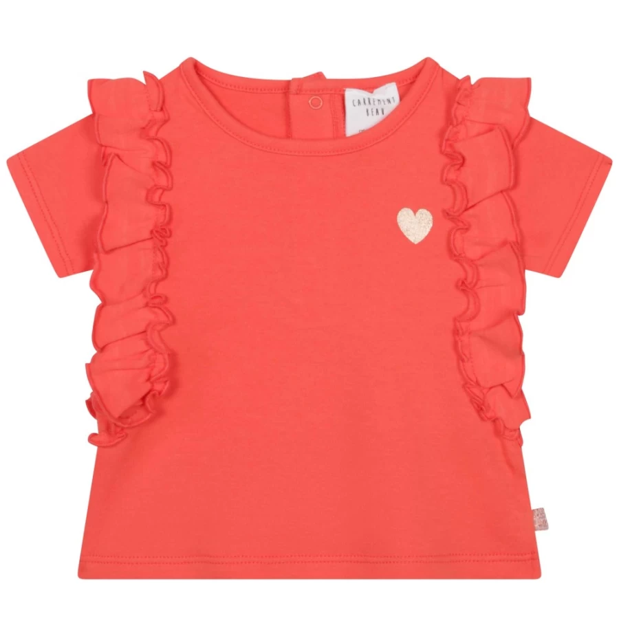 CARREMENT BEAU Peach Frilled T-Shirt for Girls