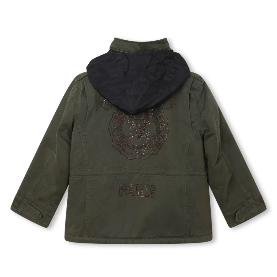 ZADIG & VOLTAIRE Girls' Khaki Water-Repellent Hooded Parka Jacket
