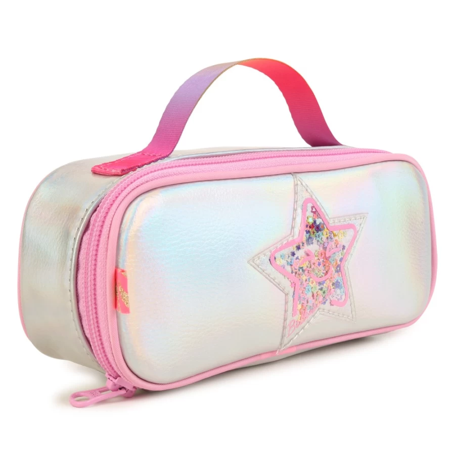 BILLIEBLUSH White Iridescent Star Pouch for Girls - Shiny Glittery Cosmetic Bag