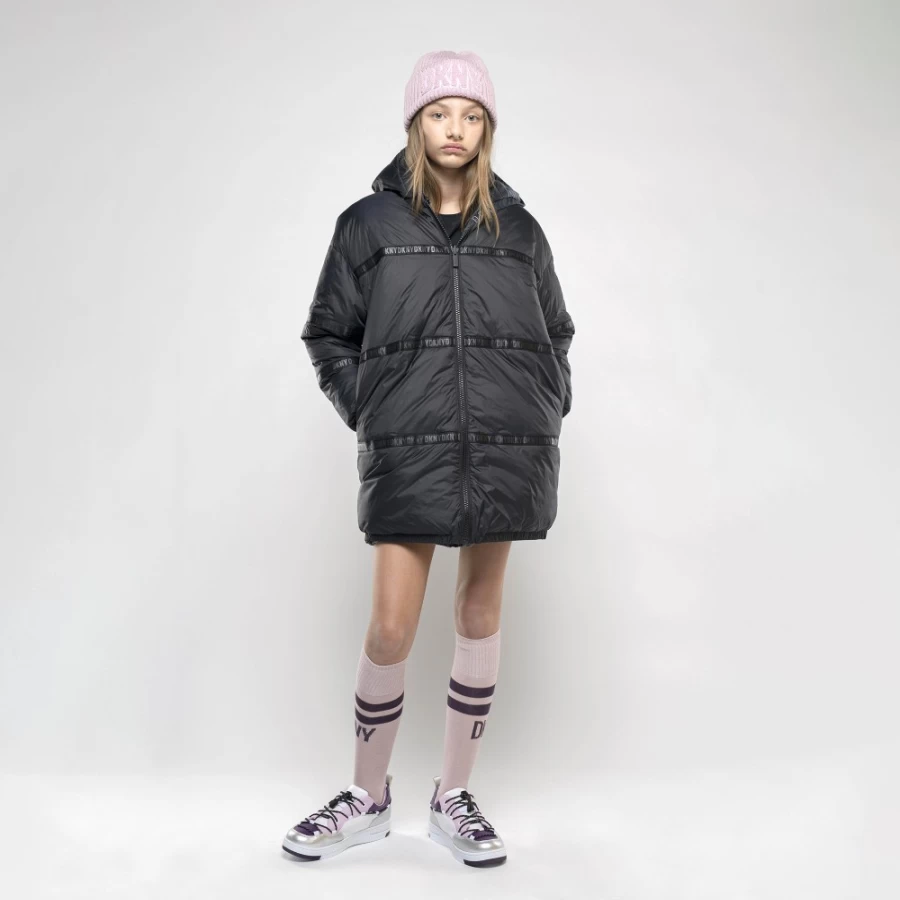 DKNY Black Long Socks for Girls with Logo - Stylish & Comfortable
