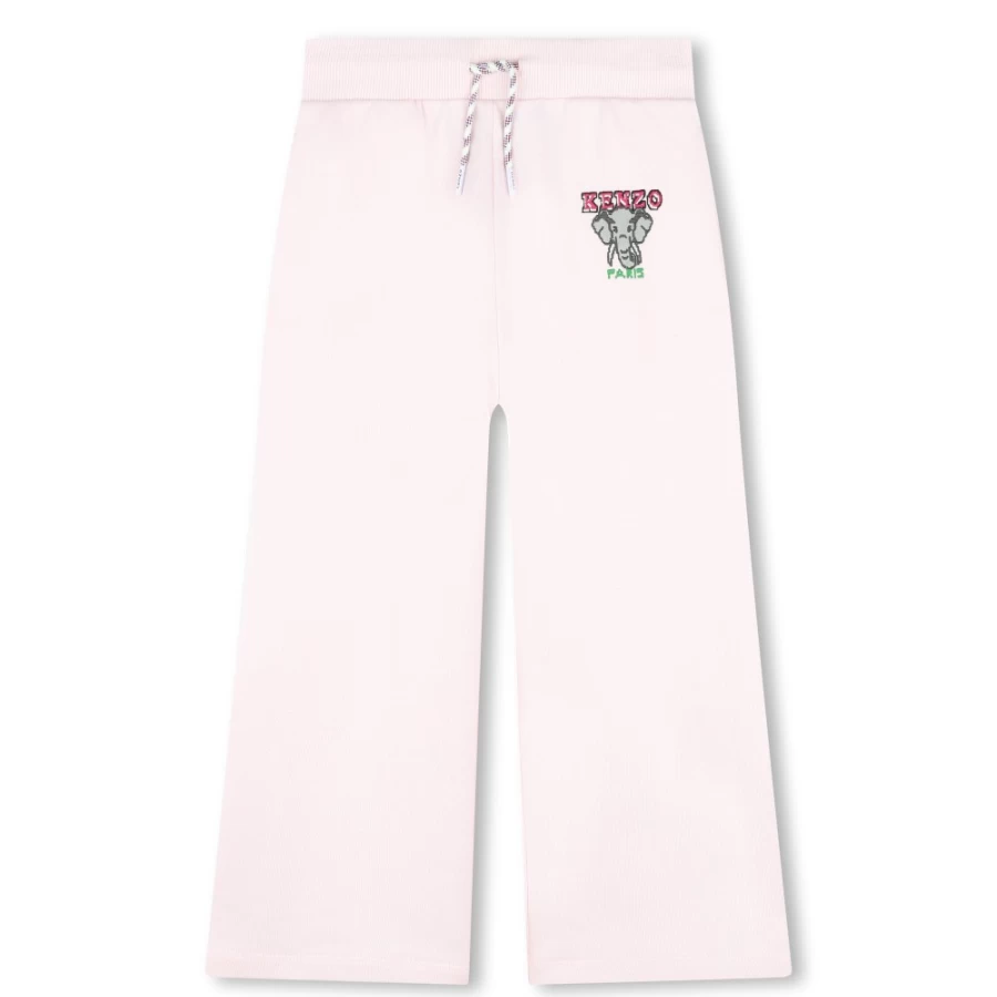 KENZO KIDS Girls' Pale Pink Fleece Jogging Pants for Comfort & Style