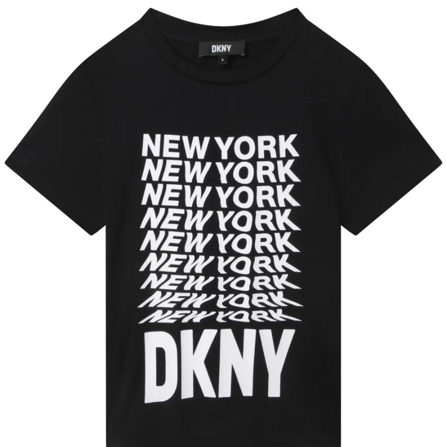 DKNY Girls' Black Short-Sleeved T-Shirt for Casual Wear
