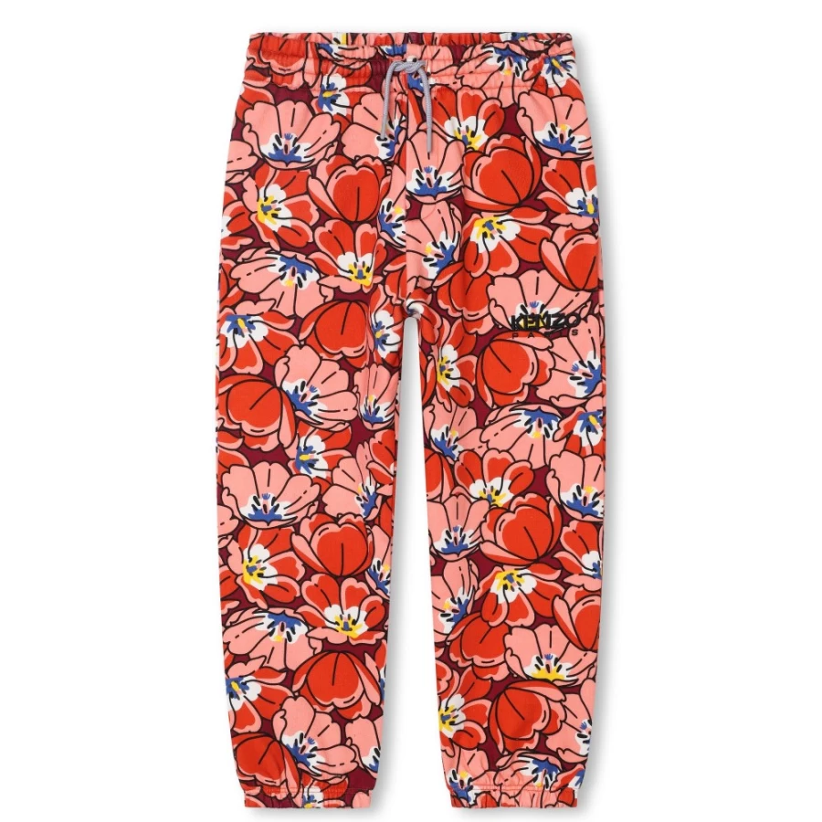 KENZO KIDS Girls Peach Printed Jogging Pants - Comfortable Athletic Bottoms for Kids