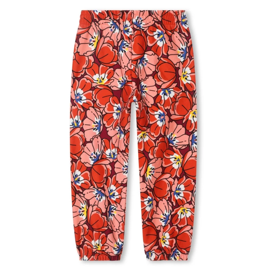 KENZO KIDS Girls Peach Printed Jogging Pants - Comfortable Athletic Bottoms for Kids